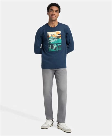 Buy Super Combed Cotton Rich Graphic Printed Round Neck Full Sleeve T ...