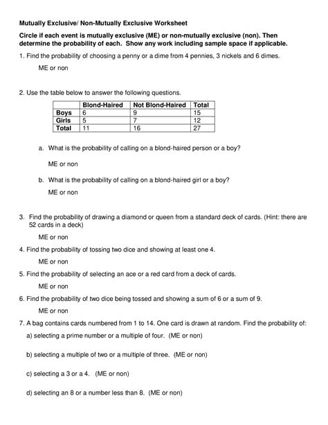 Image result for Mutually Exclusive GCSE