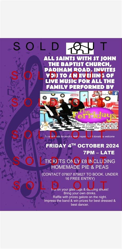 Evening of rock & roll, & pie & peas, All Saints With John the Baptist ...