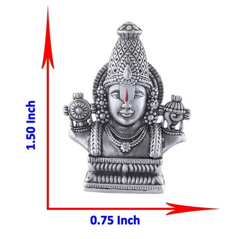 Tirupati Balaji Venkateswara Idol Pure Silver 925 Statue ~ CaratCafe