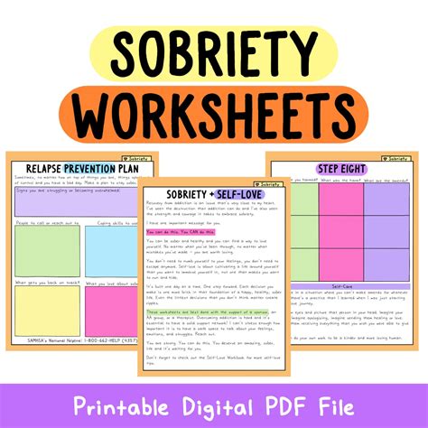 Sobriety Worksheets Recovery AA Addiction Sober Life | Etsy