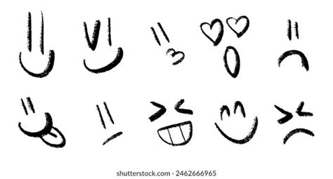 Collection Simple Cartoon Faces Showing Various Stock Vector (Royalty ...