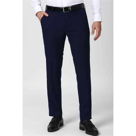 Buy Peter England Men Navy Blue Formal Trousers Online