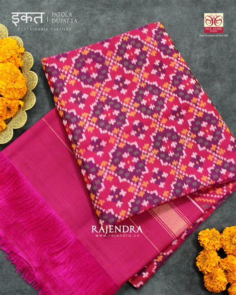 Traditional Buttonful Design Pink Semi Double Ikat Rajkot Patola Dupat ...