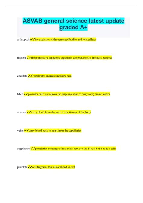 ASVAB general science latest update graded A+ - ASVAB general science ...