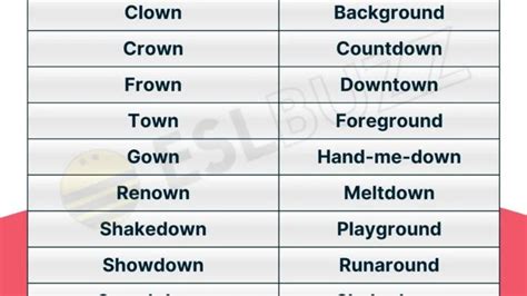 Words that Rhyme Archives - Page 2 of 17 - ESLBUZZ
