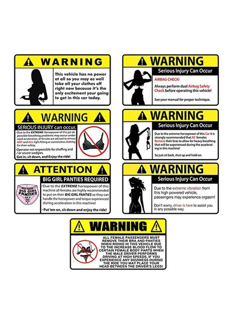 Generic 7pcs Funny Car Sticker for Panties Warning Peek Slap Decal ...