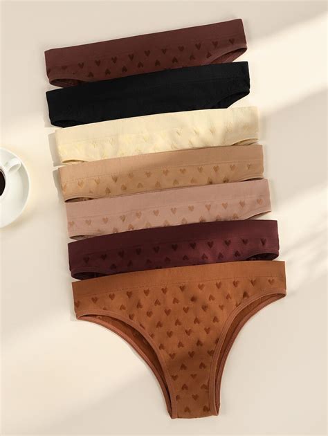 Shein Underwear&Sleepwear Basics 7pack Heart Pattern Seamless Panty | SHEIN