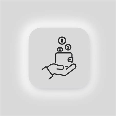 Wallet and hand icon coin and open palm vector desing | Premium Vector