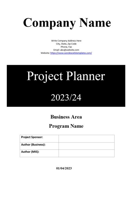 Image result for Project Planner Template