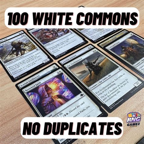100 WHITE Magic the Gathering Cards Commons Bulk Lot NO DUPLICATES ...