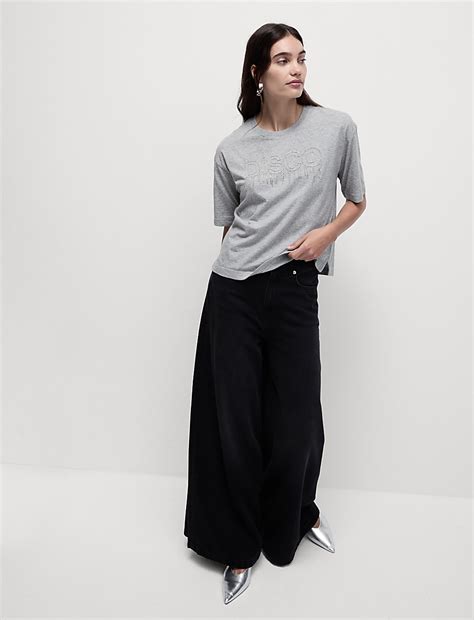 Buy Pure Cotton Embellished Slogan T-Shirt at Marks & Spencer