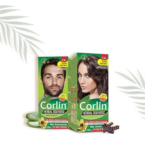 Buy Corlin Herbal Permanent Hair Color Cream, Dark Brown C4 (100g x ...