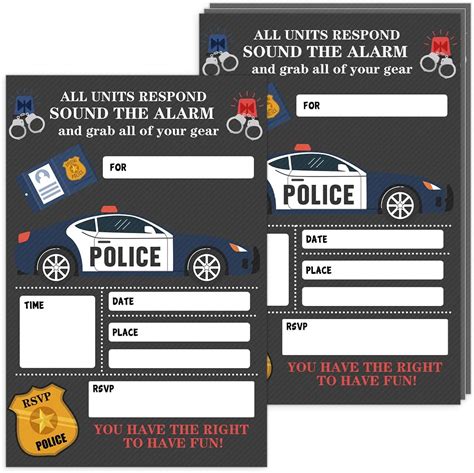 Buy Police Party Invitations for Boys, 20 Fill in Blank Birthday Invite ...