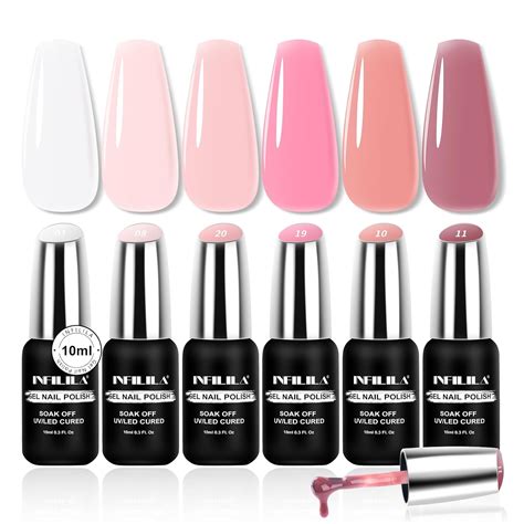 Amazon.com: NXJ INFILILA Nude Gel Polish Set, 10ML Milky White Pink Jelly Gel Nail Polish Kit, 6 ...