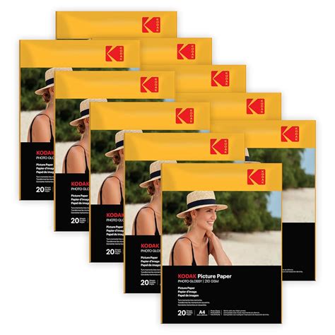 KODAK 210 GSM A4 (210x297mm) 200 Sheets High Glossy Cast Coated Water ...