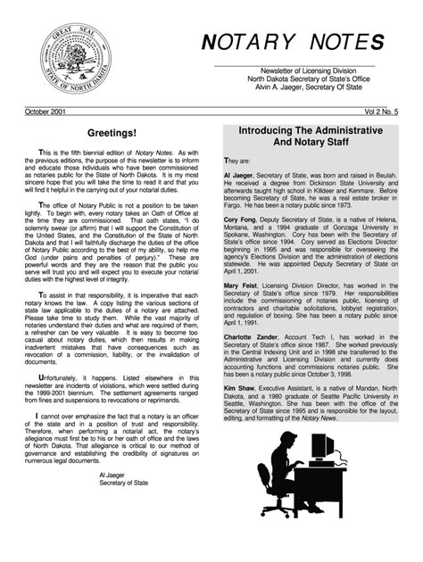 Fillable Online Notary Notes - October 2001 Fax Email Print - pdfFiller