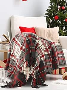 SASHAA WORLD Check Throw Blanket | Throw for Sofa, Bed, Chair and Couch ...