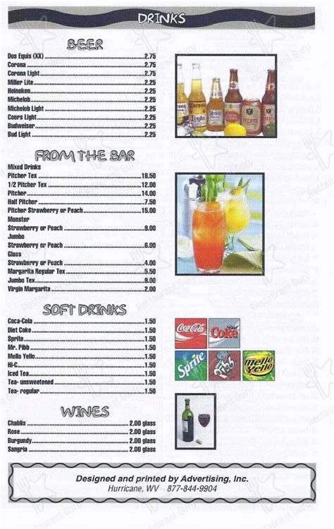 Menu at Rio Grande restaurant, Nitro