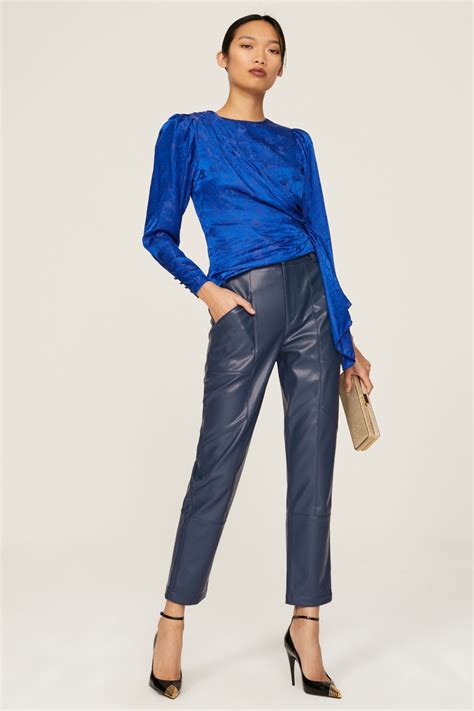 Blue Faux Leather Pants by Ronny Kobo x RTR | Rent the Runway