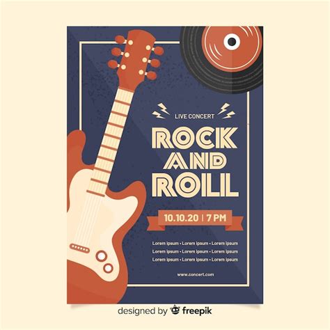 Rock'n'Roll Retro Plakat Vorlage | Premium Vektor