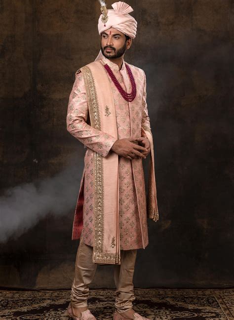 Rose Pink Sherwani Set – Darshika Menswear
