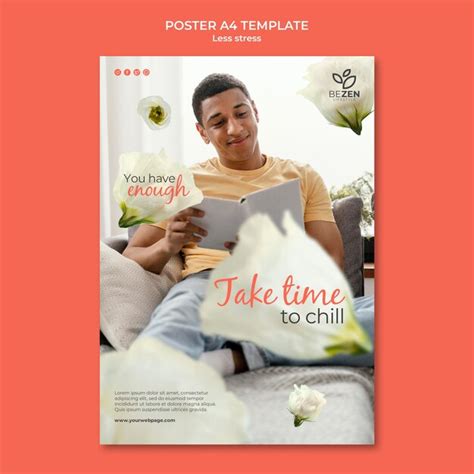 Less stress poster design template | Free PSD
