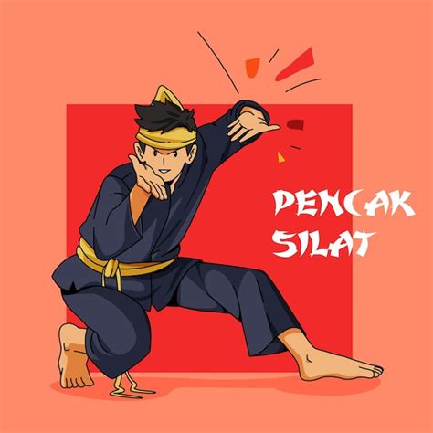 A drawing of a man doing pencak silat | Premium Vector