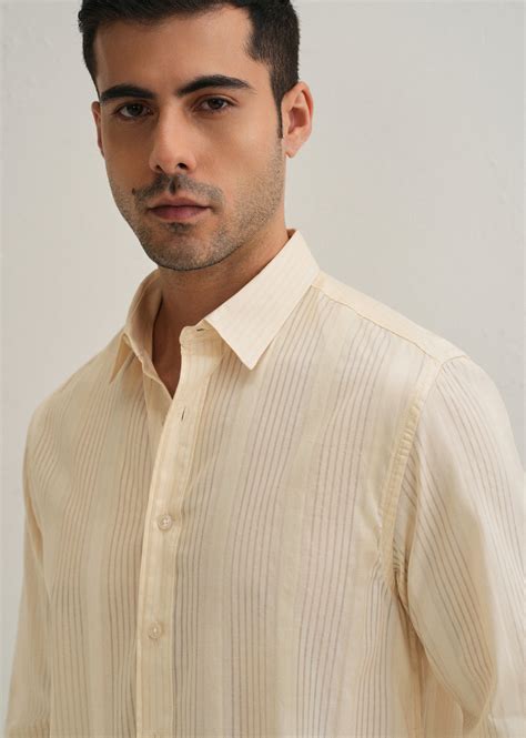 Beige Self Striped Shirt