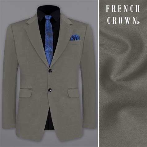 Ironside Gray Plain-Solid Premium Cotton Single Breasted Blazers for Men.
