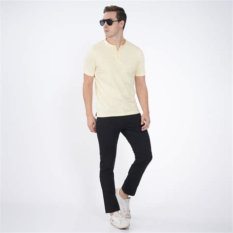 MANDARIN COLLAR SLIM FIT COTTON TSHIRT