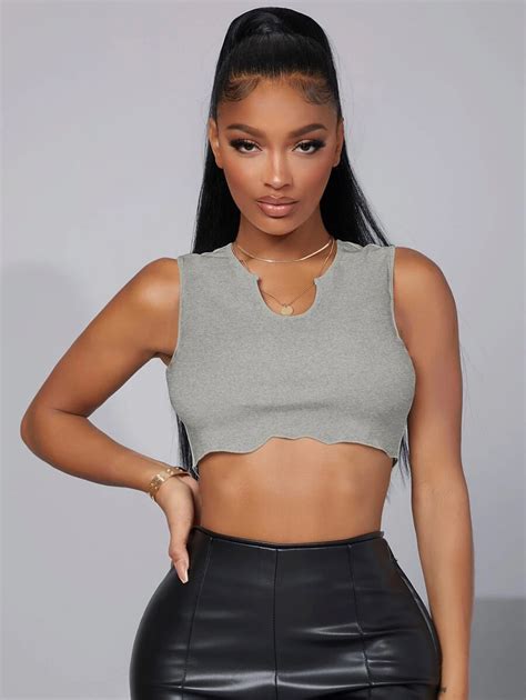 SHEIN SXY Notched Neck Tank Top | SHEIN USA