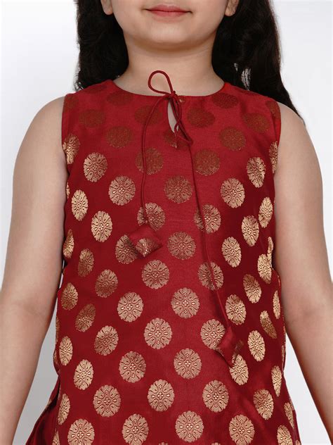 Shop Bitiya by Bhama Girls Red & Gold-Coloured Printed Kurti with ...