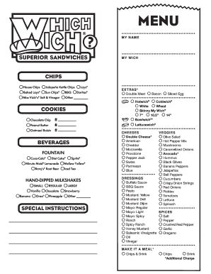 TWU Catering Which Wich Menu - Blank Fillable Template | Fill Out ...