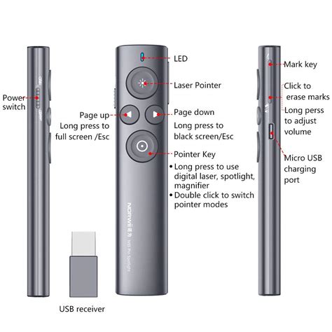 NORWII N95 Pro Spotlight Presentation Remote Rechargeable, Digital ...