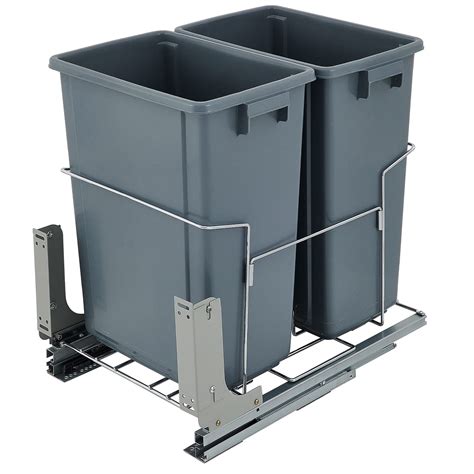 VEVOR Pull-Out Trash Can, 37Qt Double Bins, Under Mount Kitchen Waste ...