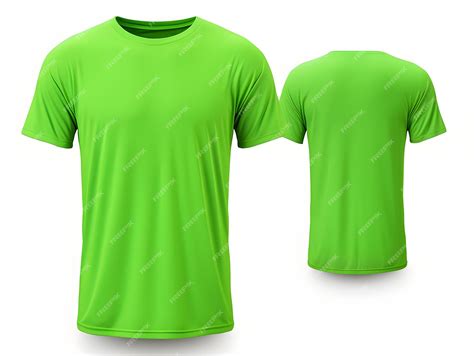 Premium Photo | Neon green t shirt front and back view clothes on ...