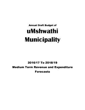 Annual Draft Budget Of UMshwathi Municipality - Umslm Gov - Fill and ...