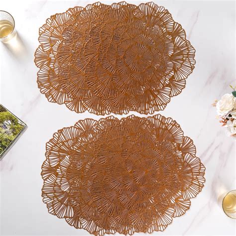Flower Table Mat Bronze Set Of 6 15 Inch Online - Premium Table Mat ...