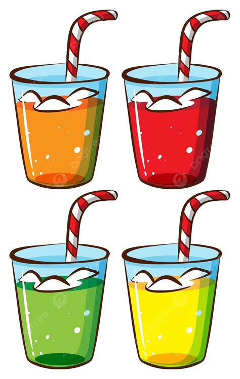 Glasses With Juice Straw Cartoon White Vector, Straw, Cartoon, White ...