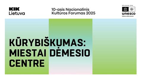 Nacionalinis kultūros forumas 2025. KŪRYBIŠKUMAS: MIESTAI DĖMESIO ...
