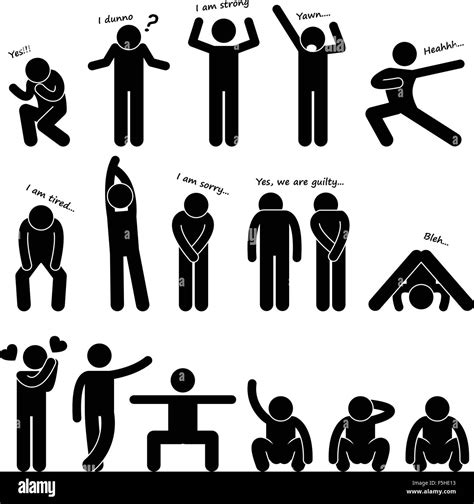 Man Person Basic Body Language Posture Stick Figure Pictogram Icon Stock Vector Image & Art - Alamy - language of stickman
