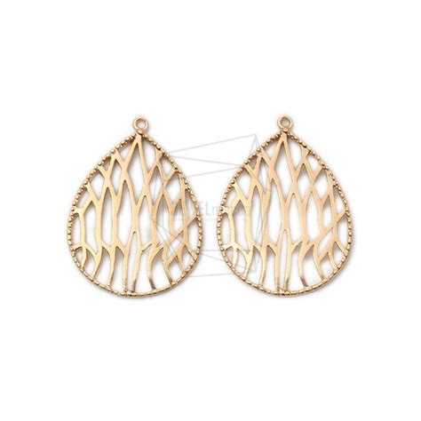 PDT-2113-MG【2個入り】レーザーカットペンダント,Water Drop Laser Cut Pendant | jewelmecca