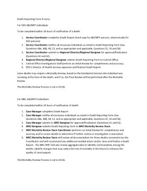 Fillable Online ReferenceDeath Notification with ...