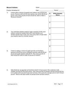 Mixture Problems Algebra 1 的图像结果