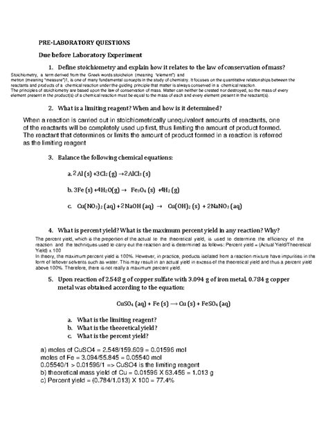 CHEM 1111 Post-Lab Questions: Safety and Protocols Guidance - Studocu