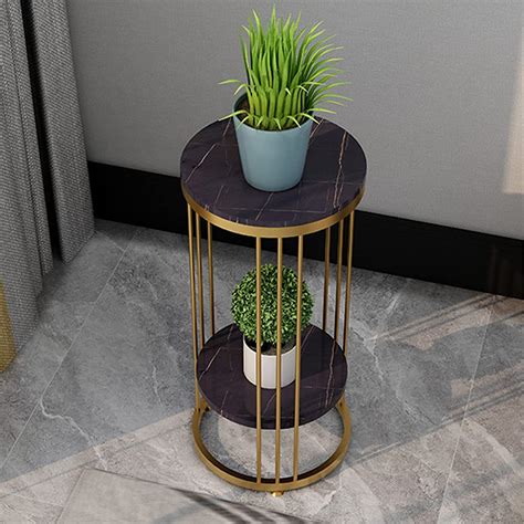 Weston Crafts Side Table, Tall Plant Stand Round Side Tables Metal ...