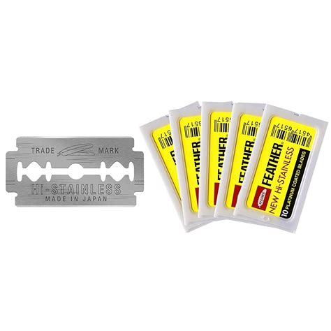 Buy Feather Double Edge Safety Razor Blades - (50 Count) - Platinum ...