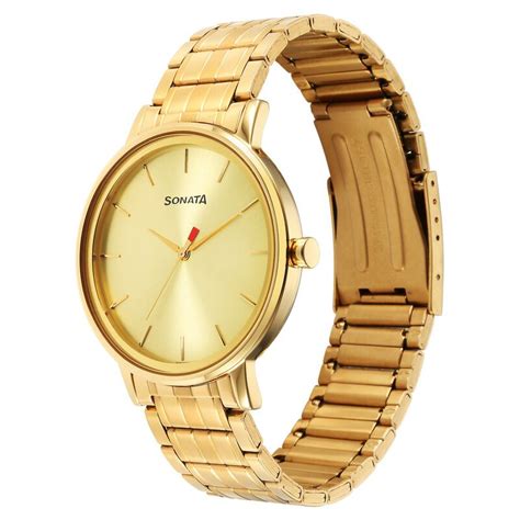 Buy Online Sonata Utsav Quartz Analog Champagne Dial Watch for Men ...