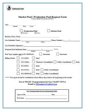 Fillable Online Market PoolProduction Pool Request Form - Nat Fuel Fax ...